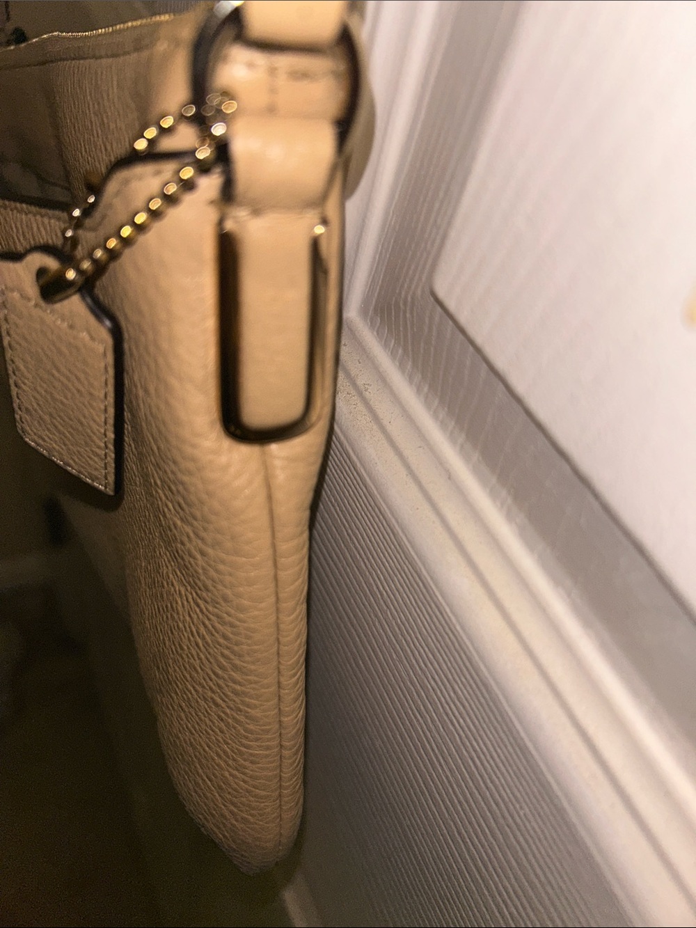 Coach Pebbled Leather Crossbody in Taupe with Charm - Picture 12 of 16